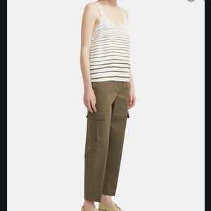 Theory Scoop Neck Tank Top In Striped Silk